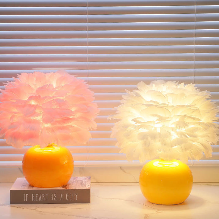 Feather Round Glass Goose Table Lamp