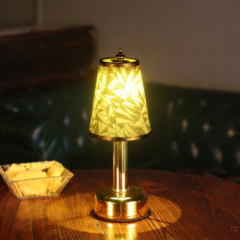 Floral Fabric Tapered Metal Table Lamp