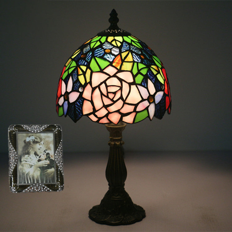 Oval Zinc Glass Bedroom Table Lamp