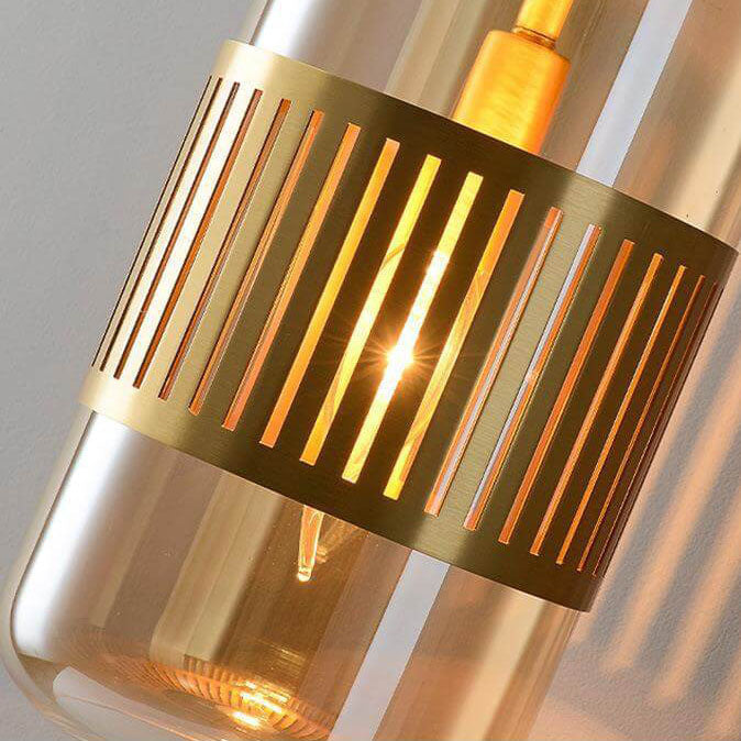 Iron Glass Cylindrical Bedroom Wall Lamp