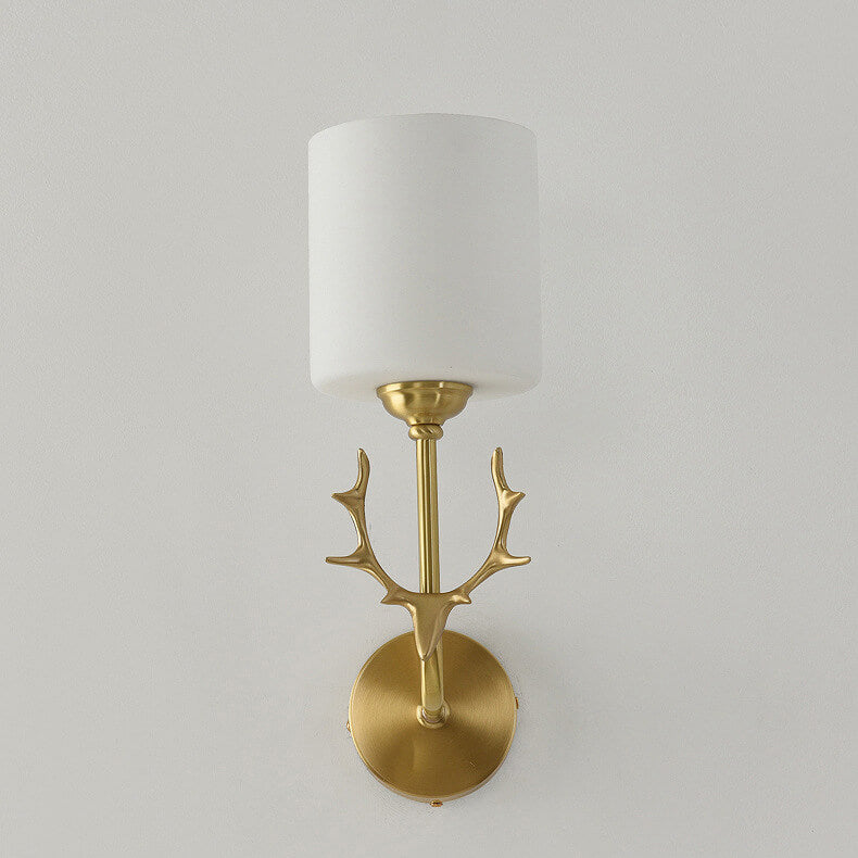 Glass Cylinder Antler Copper Wall Lamp