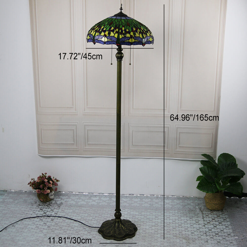 Dragonfly Stained Glass Resin 2-Light Floor Lamp