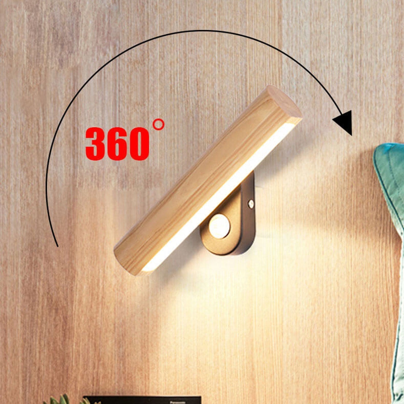 Solid Wood Bar Rotating Wall Lamp
