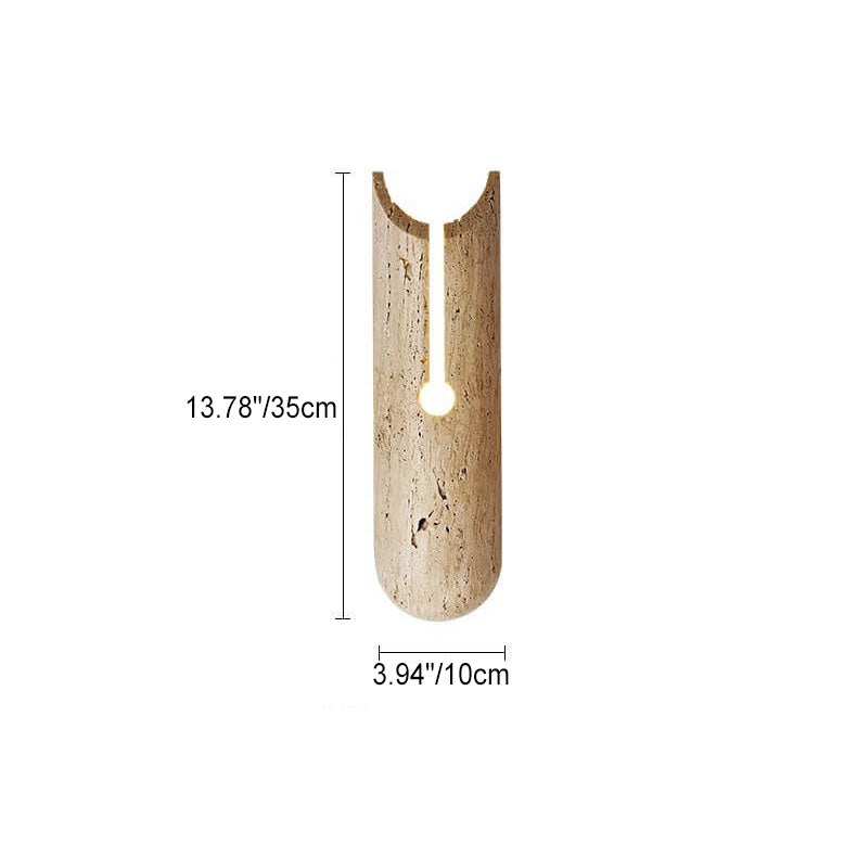 Yellow Travertine Half Oval Wall Lamp