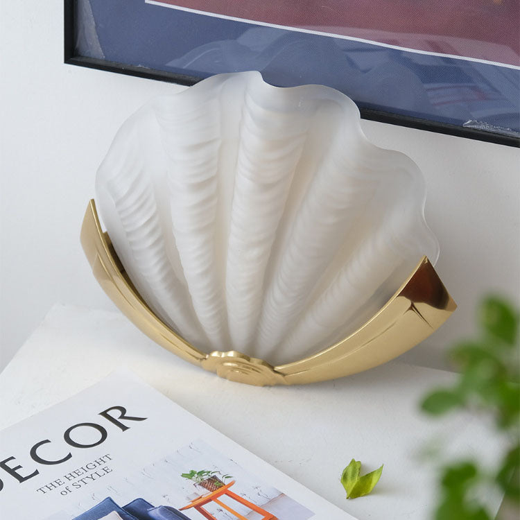 Shell Brass Glass Bedroom Wall Lamp