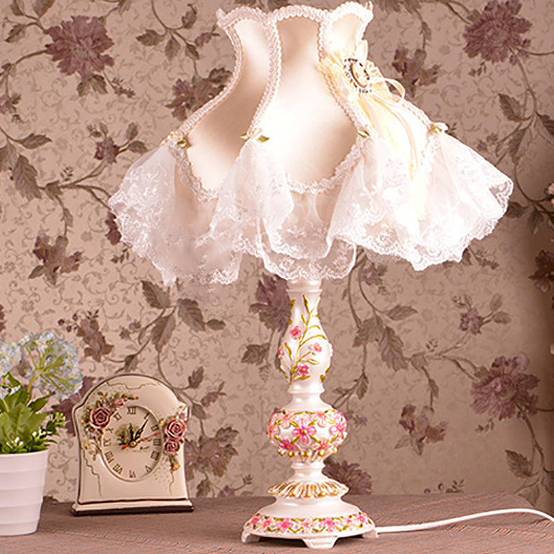 Sculpted Floral Resin Iron Table Lamp