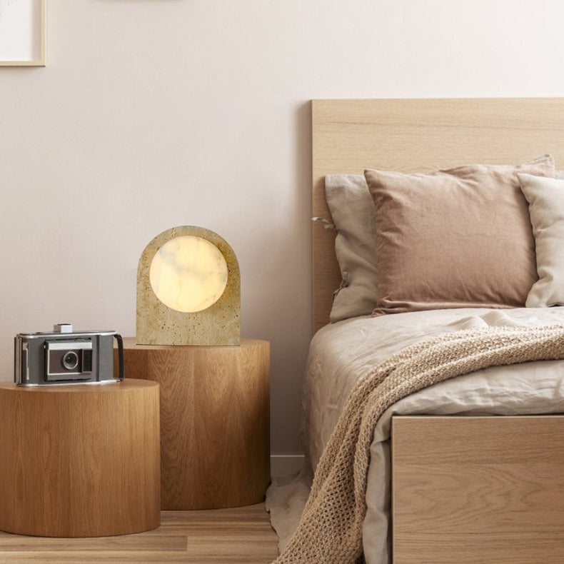 Oval Stone Living Room Table Lamp