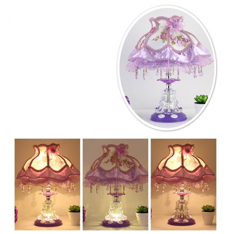 Style Wedding Fabric Glass Table Lamp