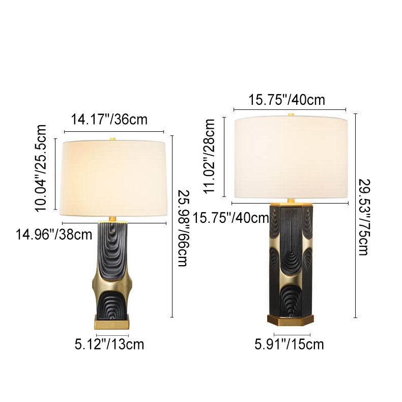 Plated Ceramic Column Fabric Table Lamp