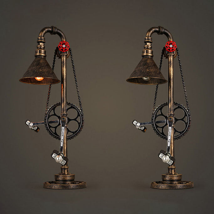 Iron Gear Plumbing Metal Table Lamp