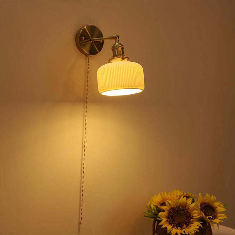 Brass Round Vanity Bedroom Wall Lamp