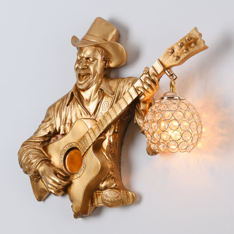Guitar Player Resin Crystal Wall Lamp