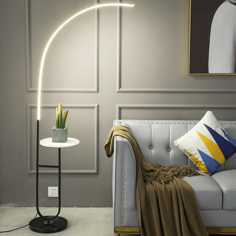 Arc Aluminum Strip Marble Floor Lamp