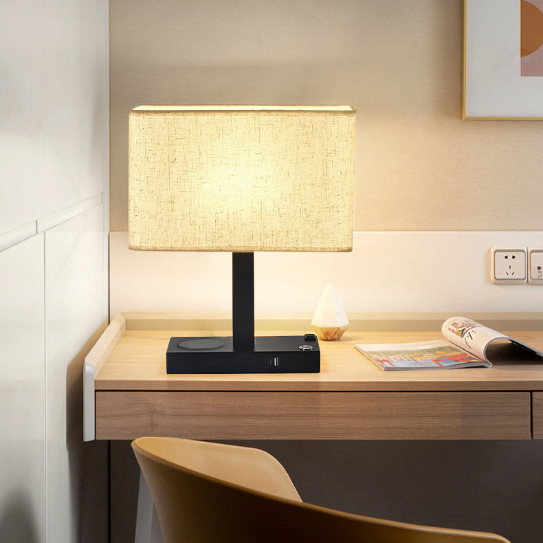 Rectangular Cloth Iron Living Table Lamp