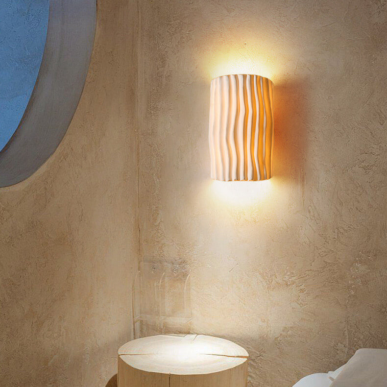 Wavy Textured Resin Semicircle 2-Light Wall Lamp