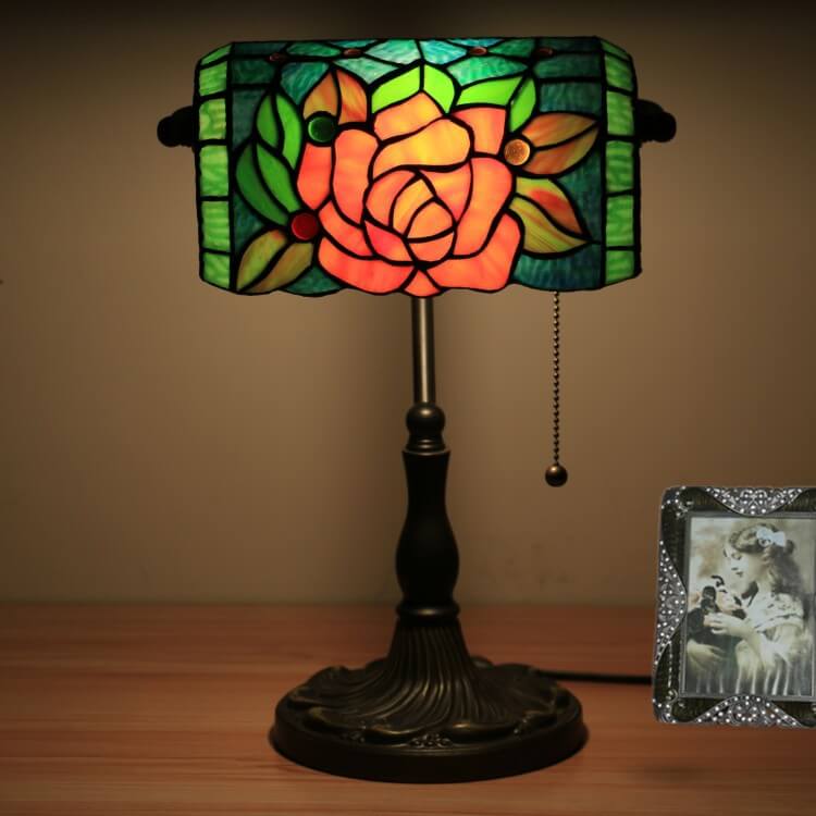 Blooming Flowers Stained Glass Table Lamp
