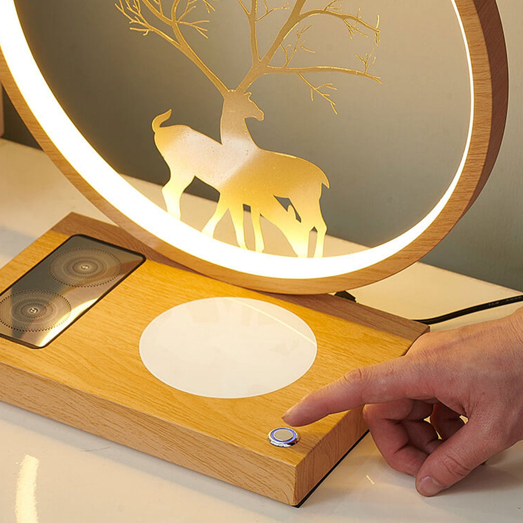 Round Deer Design Wireless Table Lamp