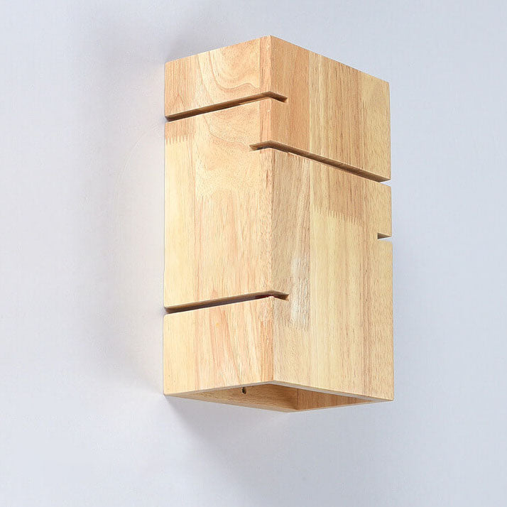 Wooden Square 2-Light Wall Lamp