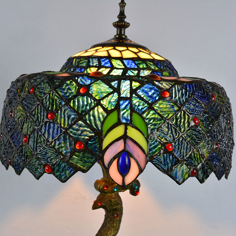 Peacock Gem Dome Glass Table Lamp