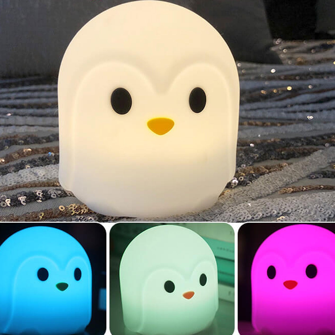 Colorful Penguin Shape Silicone Table Lamp