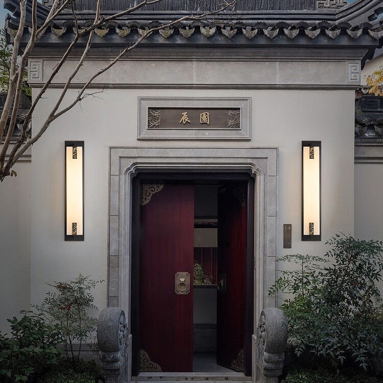 Rectangular Copper Marble Patio Outdoor Light