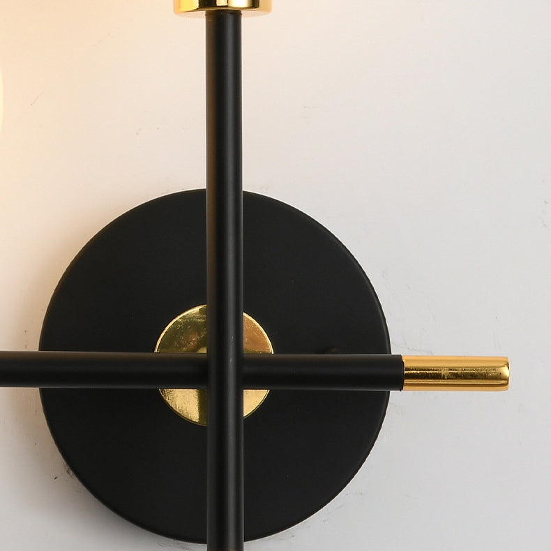 Glass Orb Iron Hallway 2-Light Wall Lamp