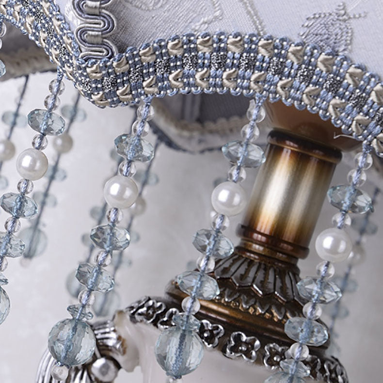 Round Floral Beaded Resin Table Lamp
