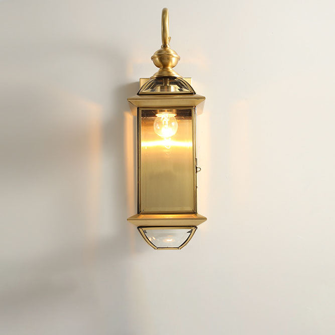 Copper Glass Square Lantern Outdoor Light
