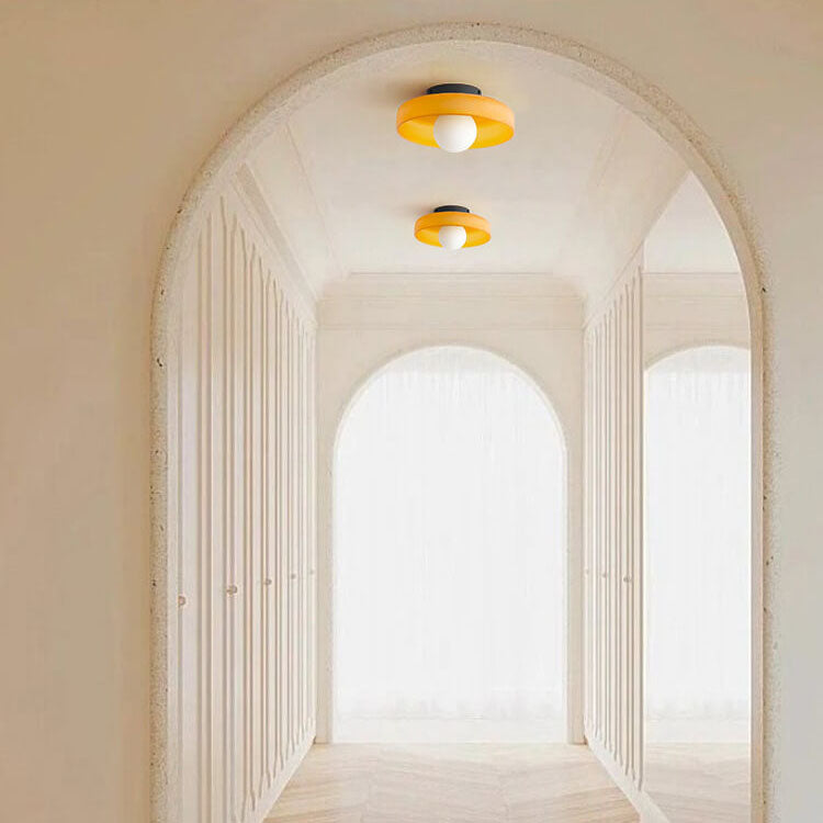 Round Plate Iron Glass Wall Lamp