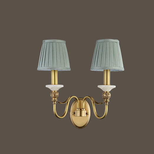 Provincial Fabric Cone Copper 2-Light Wall Lamp