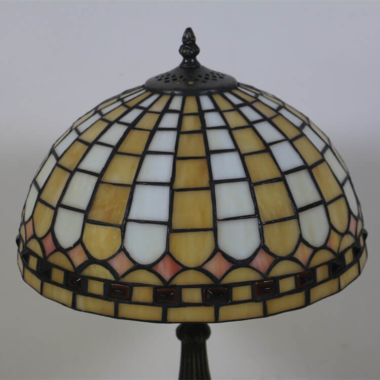 Yellow Plaid Stained Glass Table Lamp