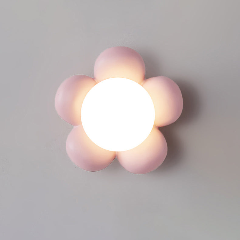 Flower Shaped Ceramic Wood Wall Lamp