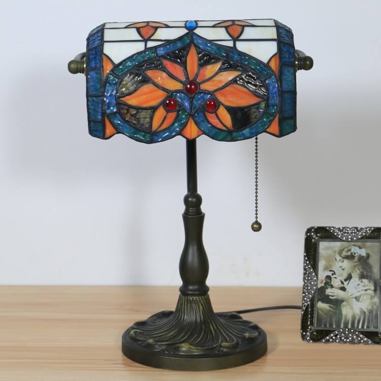 Floral Peach Heart Stained Table Lamp