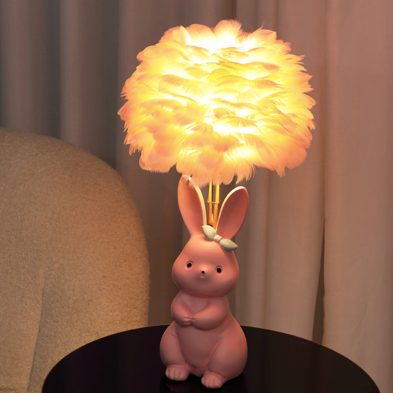 Rabbit Feather Orb Metal Table Lamp
