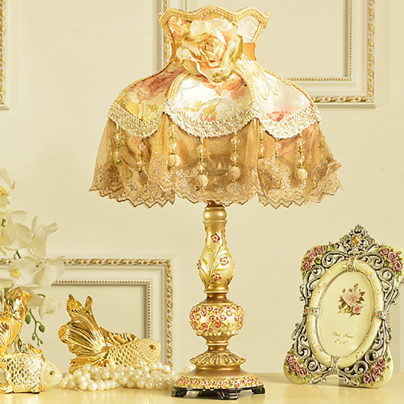 Sculpted Floral Resin Iron Table Lamp