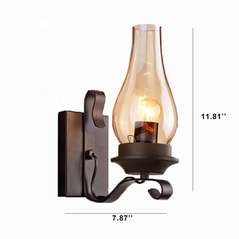 Glass Wrought Iron Kerosene Outdoor Light