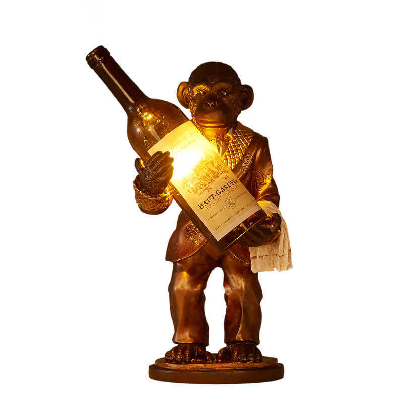 Monkey Resin Wine Bottle Table Lamp
