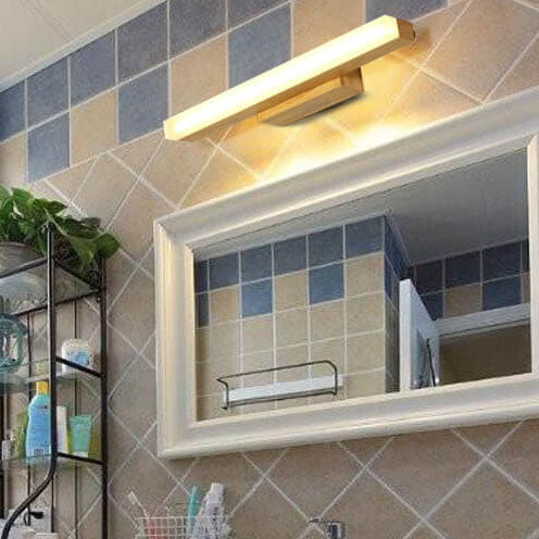 Wood Linear Mirror Front Wall Lamp