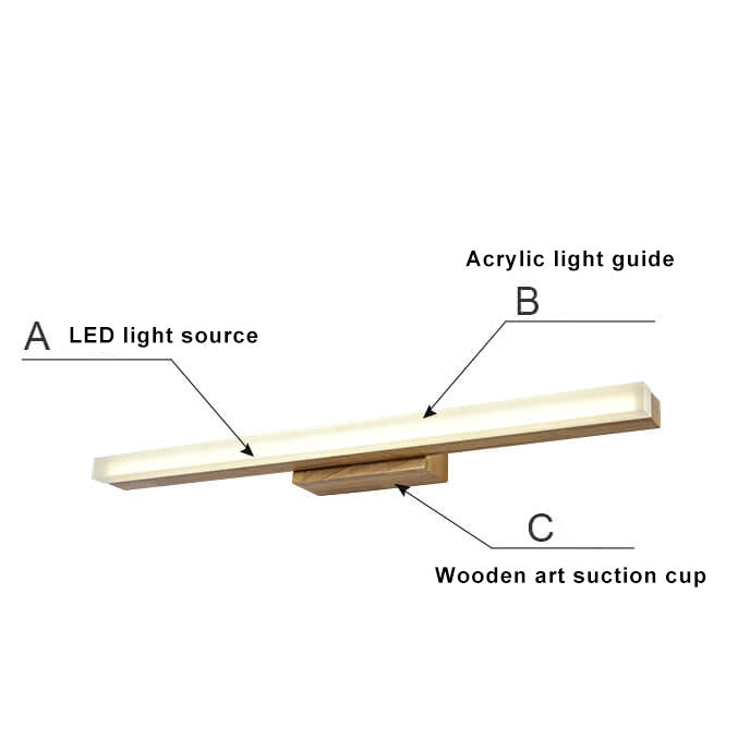 Wood Linear Mirror Front Wall Lamp