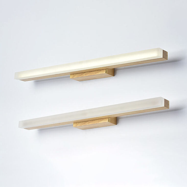 Wood Linear Mirror Front Wall Lamp