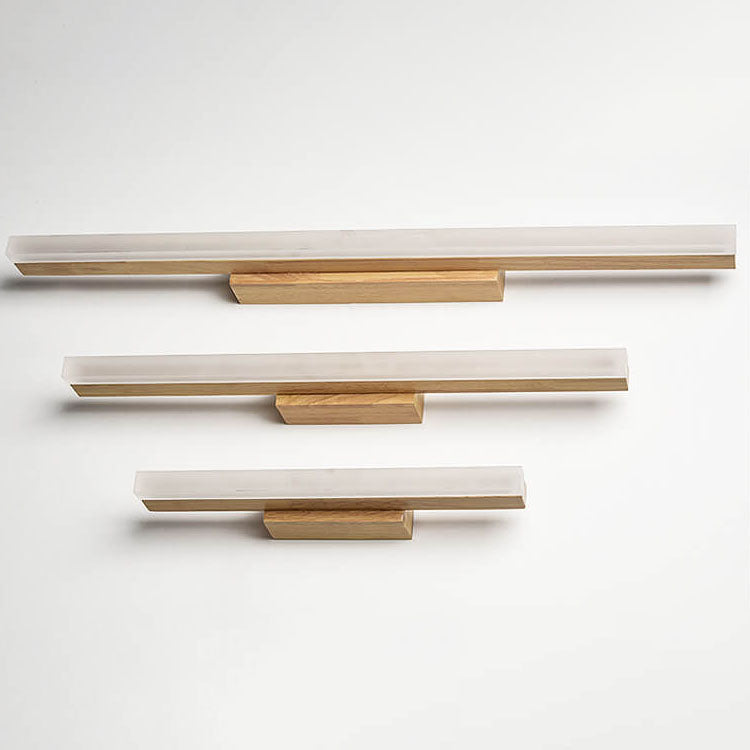 Wood Linear Mirror Front Wall Lamp