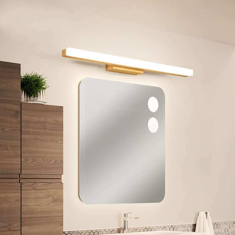 Wood Linear Mirror Front Wall Lamp