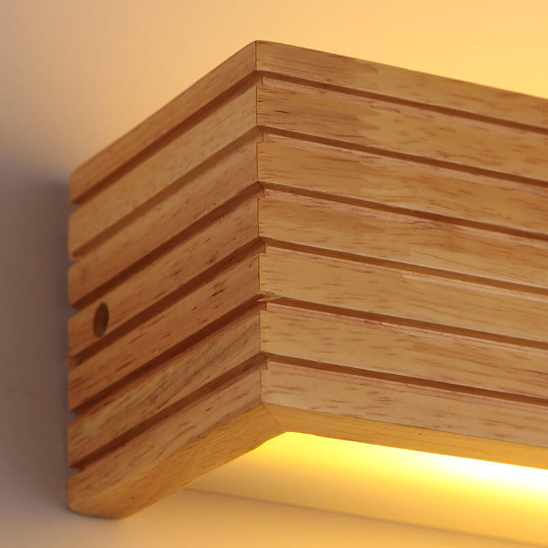 Solid Wood Rectangular Linear Wall Lamp