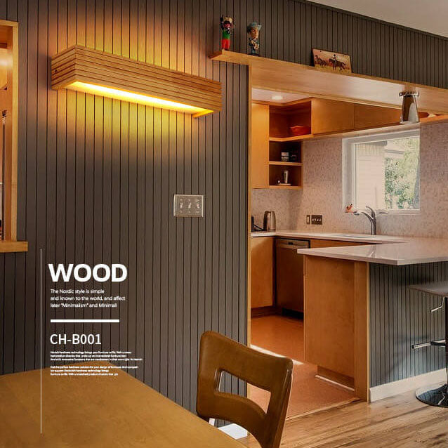 Solid Wood Rectangular Linear Wall Lamp