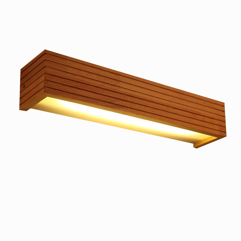 Solid Wood Rectangular Linear Wall Lamp