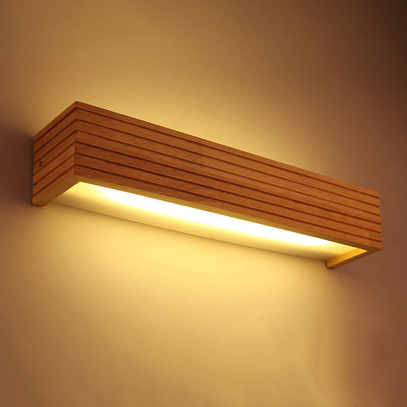 Solid Wood Rectangular Linear Wall Lamp