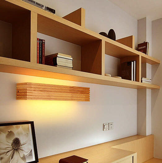 Solid Wood Rectangular Linear Wall Lamp