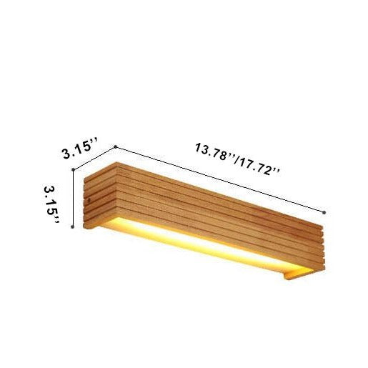 Solid Wood Rectangular Linear Wall Lamp