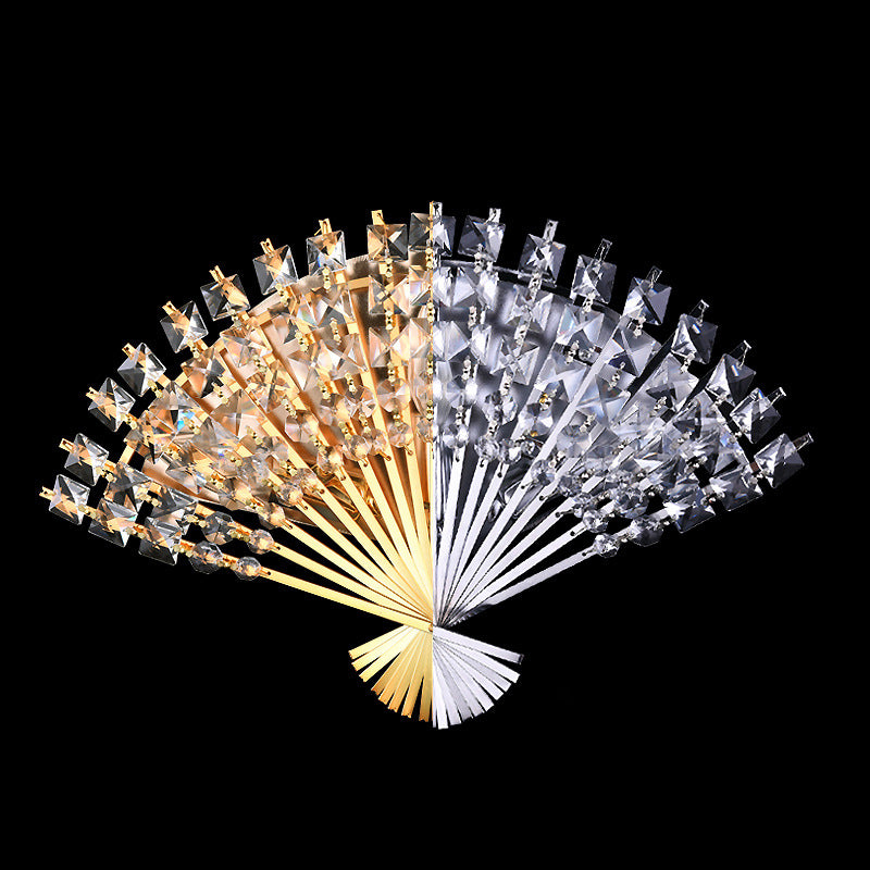 Crystal Fan Shape 3-Light Wall Lamp