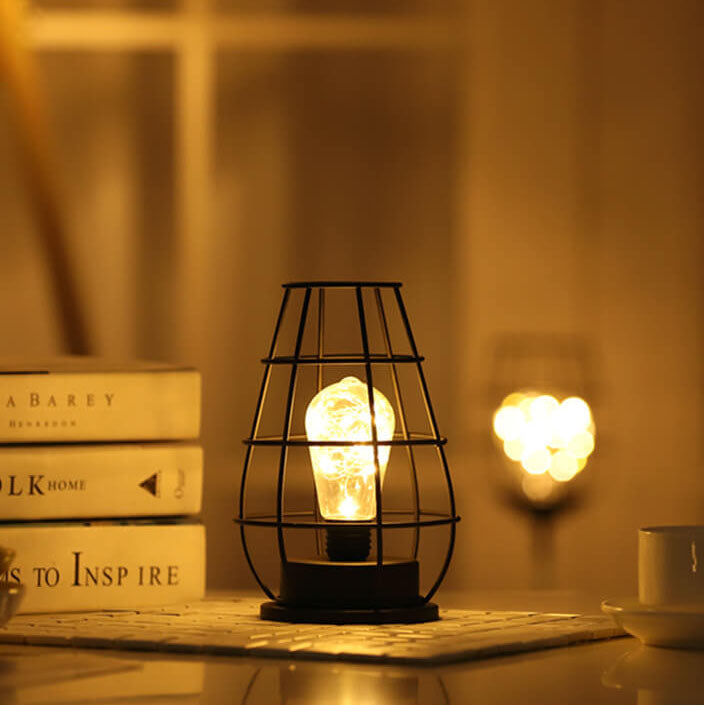 Wrought Iron Wine Bottle Table Lamp